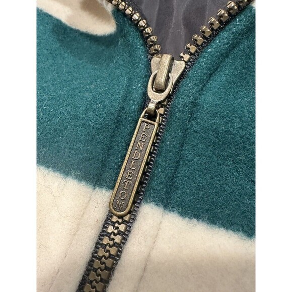 Vintage Pendleton Coat BAY STRIPES Wool Blanket Coat Bomber Jacket Mens Large - Picture 12 of 16